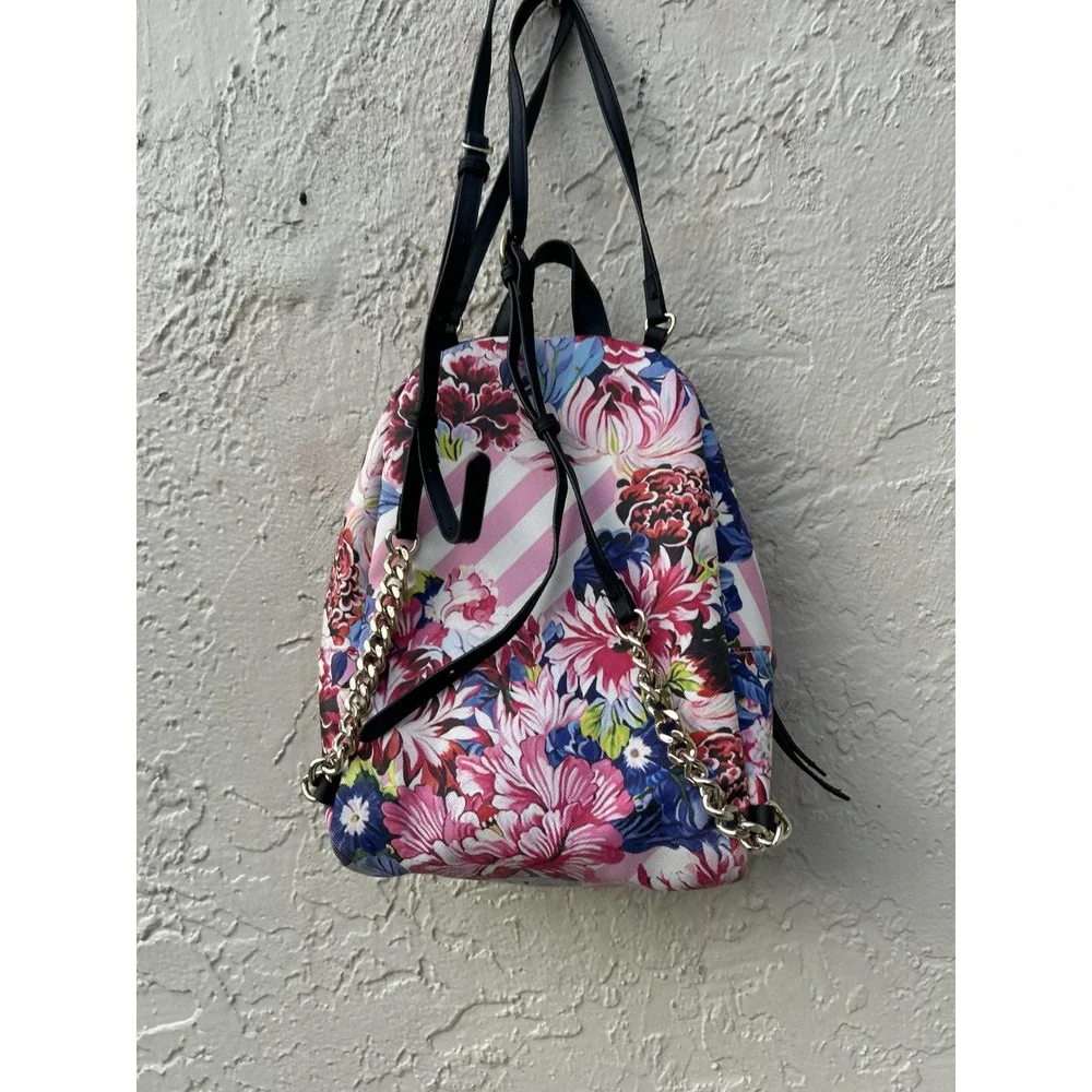 Victorias Secret x Mary Katrantzou Floral Stripe Mini Backpack Pink Multi Gold